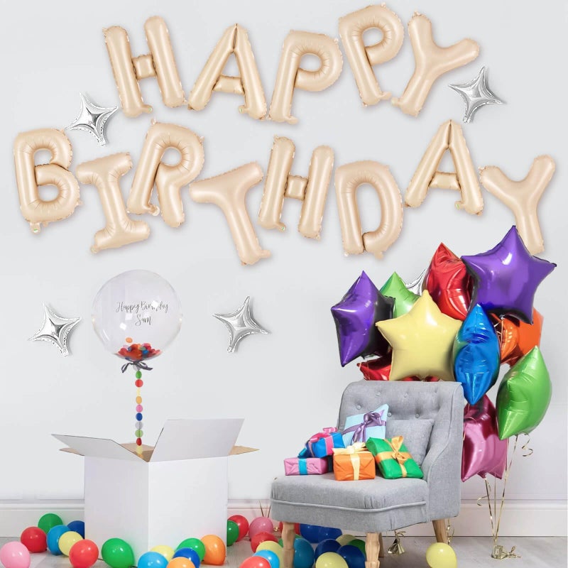 TOTAFAM Happy Birthday Balloons Banner 16 Inch, Foil Balloons Personalized Name Letters Balloons Sign Birthday Party Decorations for Women Men Boys Girls (Caramel) - Image 5